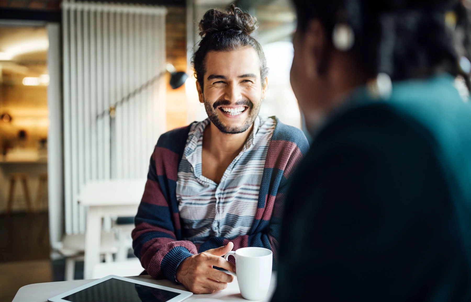 Customers chatting over coffee